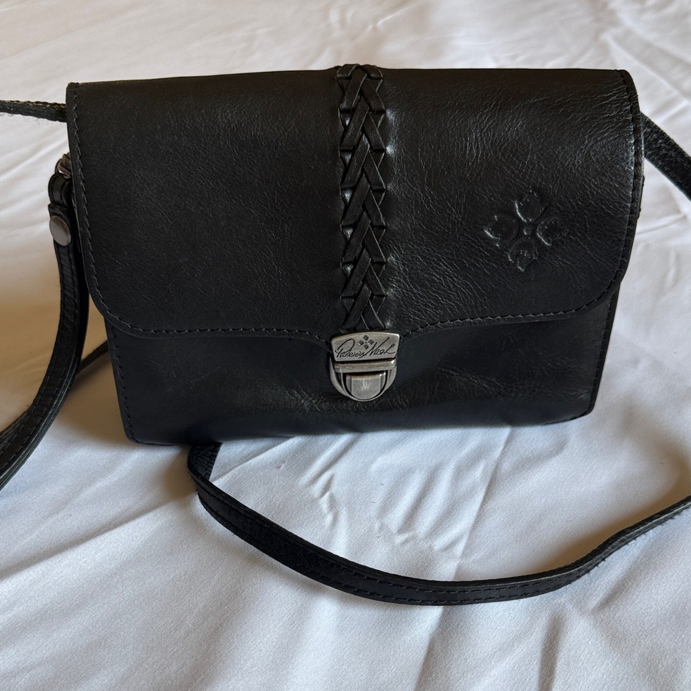 Patricia Nash Black Crossbody Braided Flap Bag